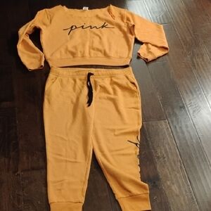 PINK Victoria's Secret Kids Mustard Joggers Set